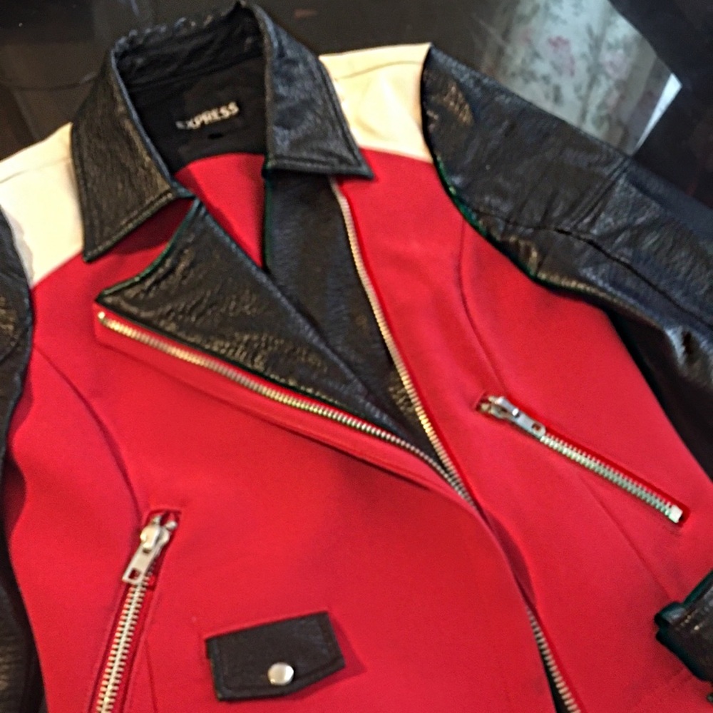 Authentic Express Moto Jacket W/ Leather accents